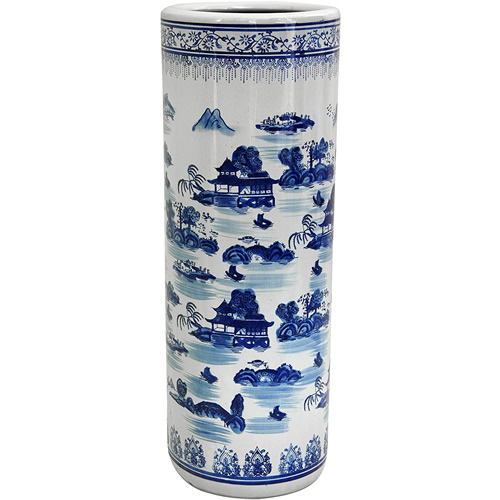 Blue Willow Pagoda Umbrella Stand