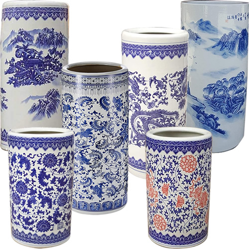 Blue and White Chinoiserie Umbrella Stands