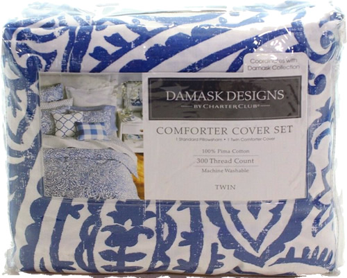 Charter Club Damask Designs Paisley Comforter Cover Set in Denim Blue