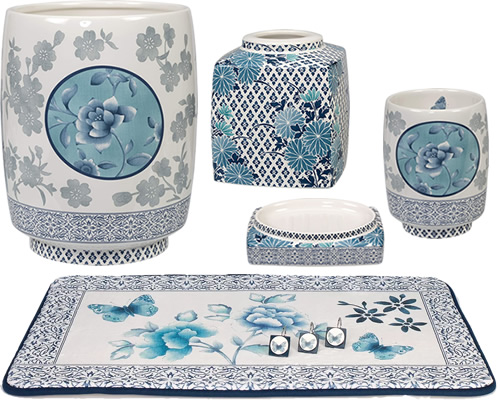 Creative Bath Ming Bath Collection Ming Waste Basket Ming Tissue Box Cover Ming Soap Dish and Tumbler Ming Bath Rug