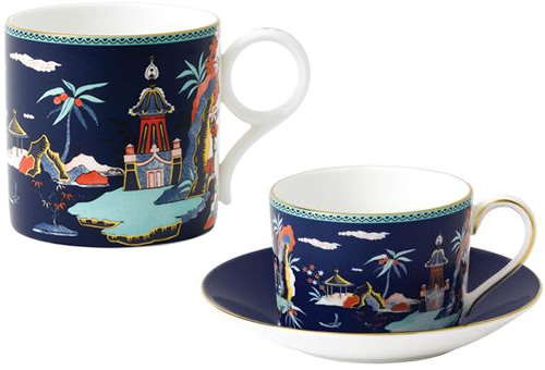 Wedgwood Wonderlust Blue Pagoda Mug and Teacup and Saucer