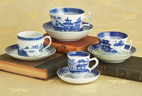 Mottahedeh Blue Canton Large Cup and Saucer, Can Cup and Saucer, Tea Cup and Saucer, Demitasse Cup and Saucer