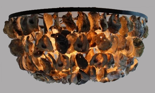 The Kings Bay TKB-OYSTLNG5-K Large Oyster Shell Ceiling Light What they look like with the lights on