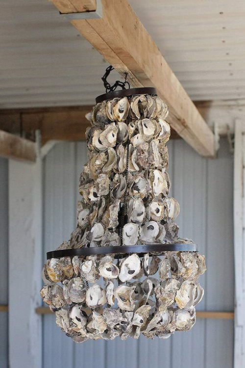 Creative Co-op DA3151 Small 2-Tier Oyster Shell Chandelier