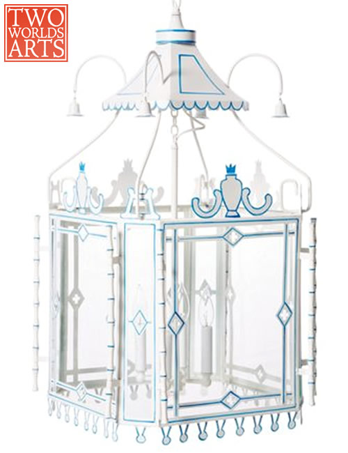 Two World Arts LCD2483 Blue and White Pagoda Lantern