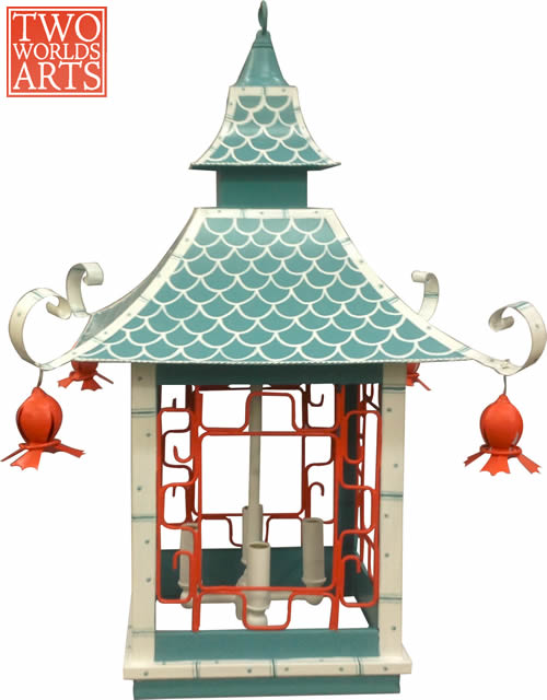 Two World Arts LCD 2381 Handpainted Lantern Chandelier with Fish Scale Roof