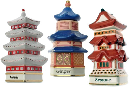 Danbury Mint Spices of the World Garlic Korean Temple Ginger Chinese Pavilion Sesame Japanese Pagoda