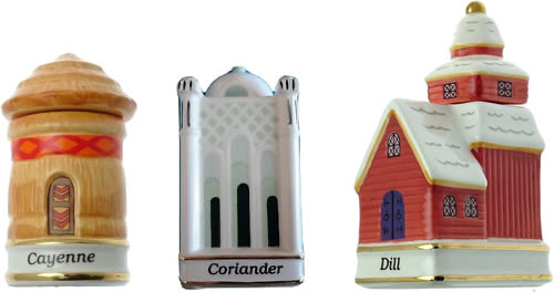 Danbury Mint Spices of the World Cayenne African Hut Coriander Moroccan Mosque Dill Denmark Danish Church