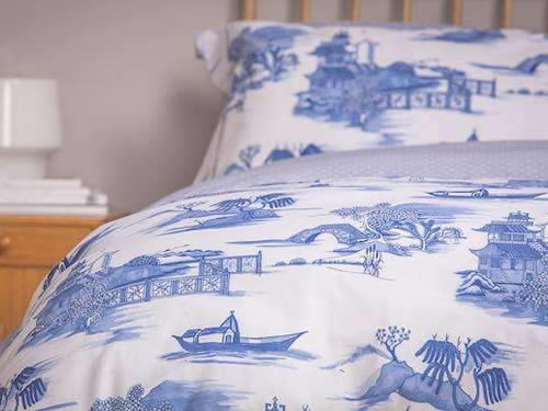 Blue Willow Duvet Cover and Pillow Case from Foxford Woollen Mills in Ireland