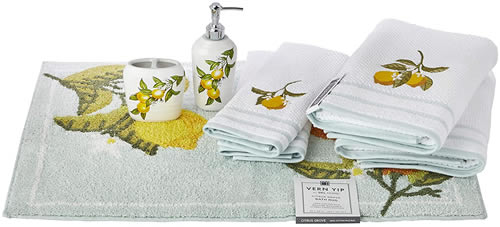 SKL HOME by Saturday Knight Ltd. Vern Yip Citrus Grove Full Bath Splash Box Set Includes: Lotion/Soap Dispenser, Rug, 2 Hand Towels, 2 Bath Towels, Toothbrush Holder 