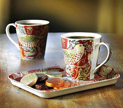 Morris & Co Strawberry Thief Melamine Tray and Spode Porcelain Mugs