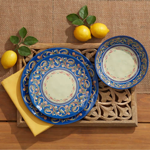 Pfaltzgraff Villa Della Luna Blue Melamine Dinnerware