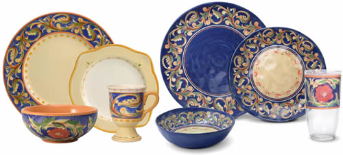 Pfaltzgraff Villa Della Luna Blue Stoneware and Melamine Dinnerware