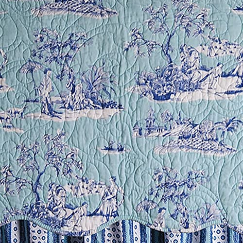 Colonial Williamsburg Foundation Hampstead Toile with cobalt blue chinoiserie motifs on aqua blue