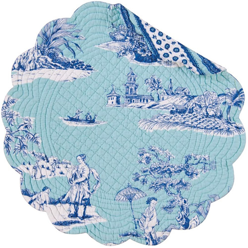 Colonial Williamsburg Foundation Hampstead Chinoiserie Toile Round Quilted Cotton Placemat