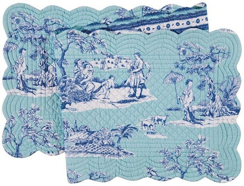 Colonial Williamsburg Foundation Hampstead Chinoiserie Toile Quilted Cotton Table Runner