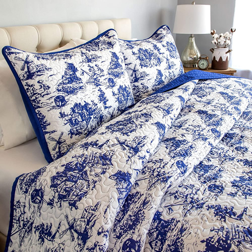 Quilted Classic Holland Landscape Toile Print Bedding