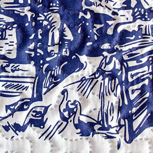 Woman with Geese Cobalt Blue Classic Holland Landscape Toile Print Bedding from Cozy Home