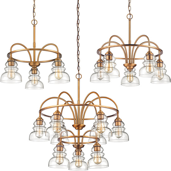 Millennium Brighton Glass Insulator Chandeliers in Heirloom Bronze 