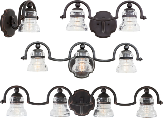 Kalco Hemmingray Collection with Clear Reproduction Glass Insulators