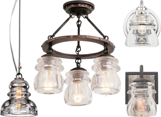 Lighting with Vintage Telegraph and Telephone Glass Insulators