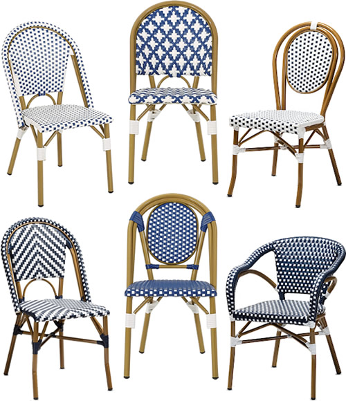 White Blue Bamboo Print Finish Set of 2 Christopher Knight Home 313246 Gwendolyn Outdoor French Bistro Chairs 