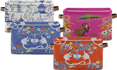 Chinoiserie Collapsible Fabric Storage Baskets