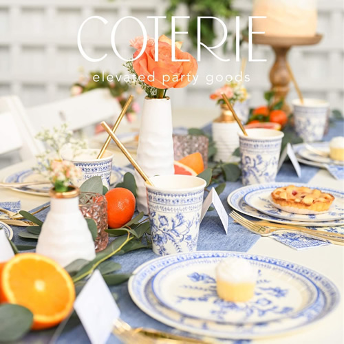 Blue and White Paper Plates, Cups and Napkins