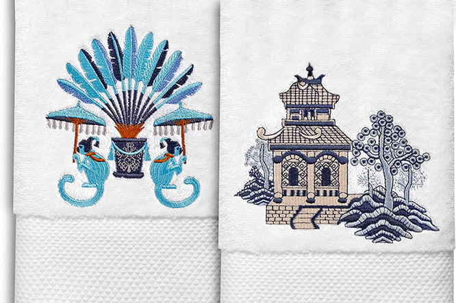 Blue and White Chinoiserie Towel Sets
