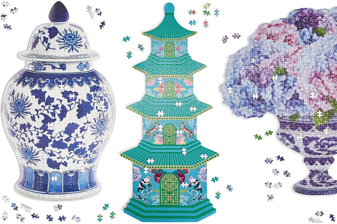 Two’s Company Chinoiserie Jigsaw Puzzles in Decorative Gift Boxes