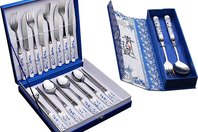 Blue and White Porcelain Flatware Sets