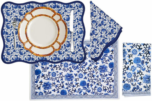 Two's Company Blue and White Chinoiserie Chic Napkins and Placemats