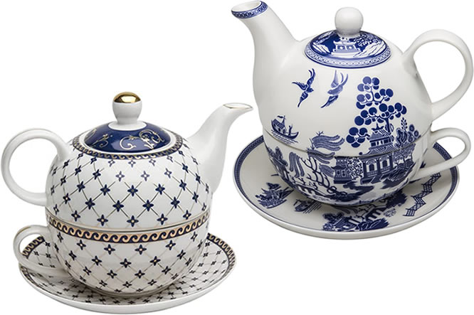 Grace Teaware Tea-for-One Porcelain Teapot, Cup and Saucer