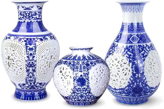 Chinese Blue and White Reticulated Fretwork Porcelain