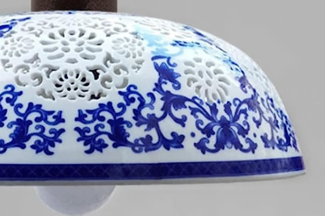 Chinese Blue and White Reticulated Fretwork Porcelain Lighting