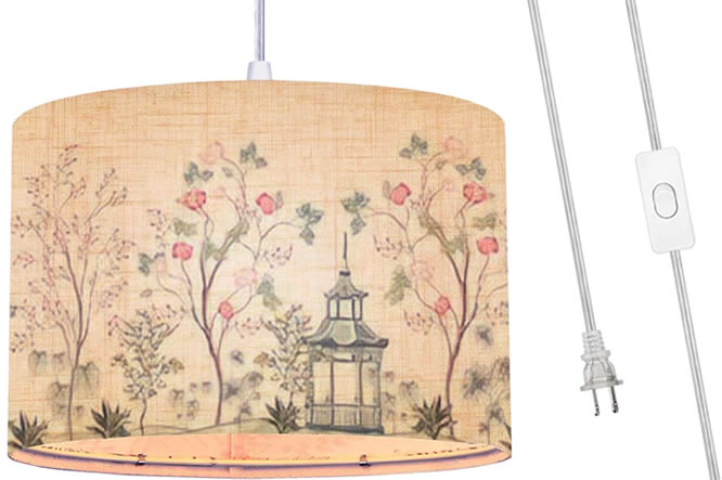 Pagoda Rose Tree Garden Plug-in Pendant and Matching Floor Lamps