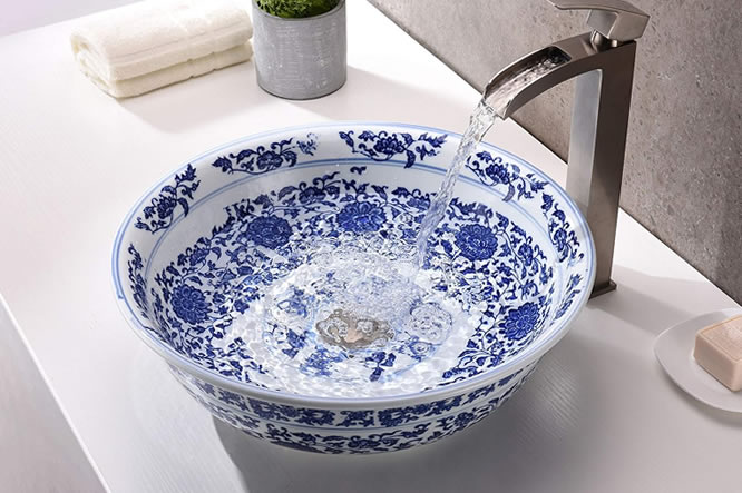 Blue and White Chinoiserie Porcelain Sinks