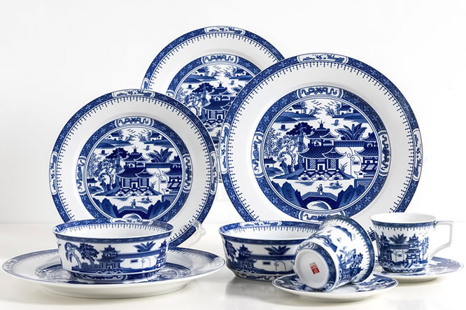 Pangu Blue Willow Porcelain Dinnerware from Jingdezhen China