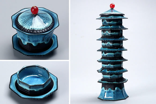 Pagoda Tower Stacked Tea Set