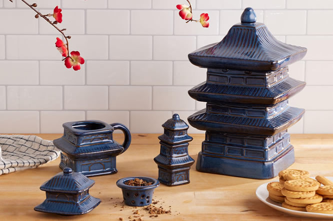 Pagoda Blue Reactive Glaze Ceramic Kitchenware Collection at World Market