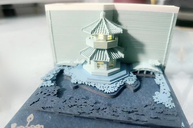 Laser Cut Calendars Reveal 3D Pagoda Scenes