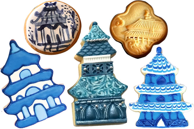 Four Ways to Make Blue Willow Pagoda Cookies