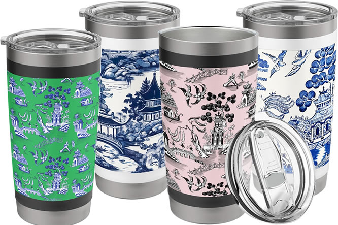 Blue Willow Thermal Car Mugs