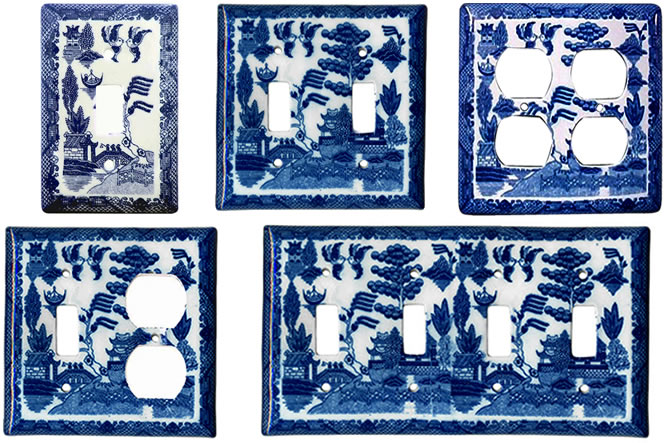 Porcelain Blue Willow Switch and Outlet Cover Plates